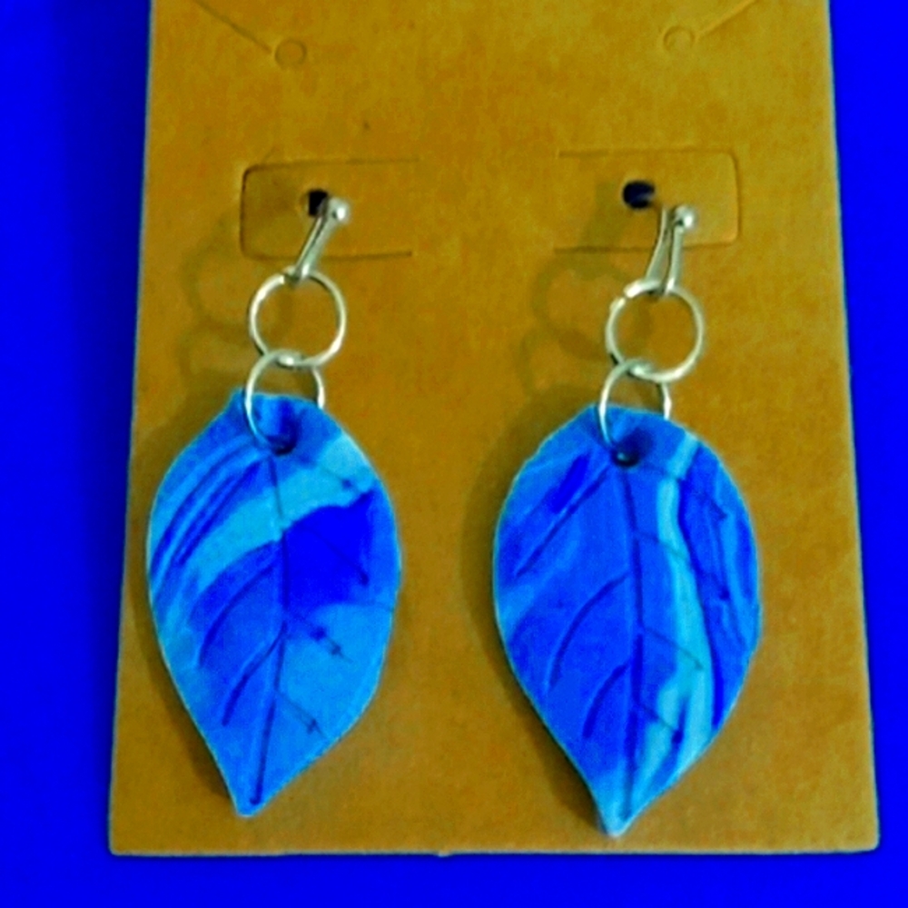 Blue Denim Nature Theme Earrings
